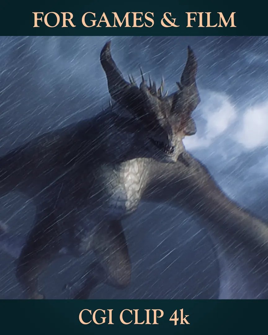 Wyvern Flying in Storm – Hand-Animated 3D Clip (4K UHD) product image (1)