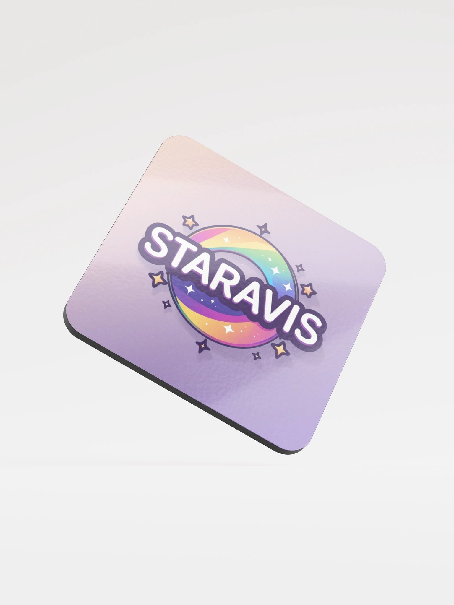Rainbow Star Glossed Cork Coaster product image (1)