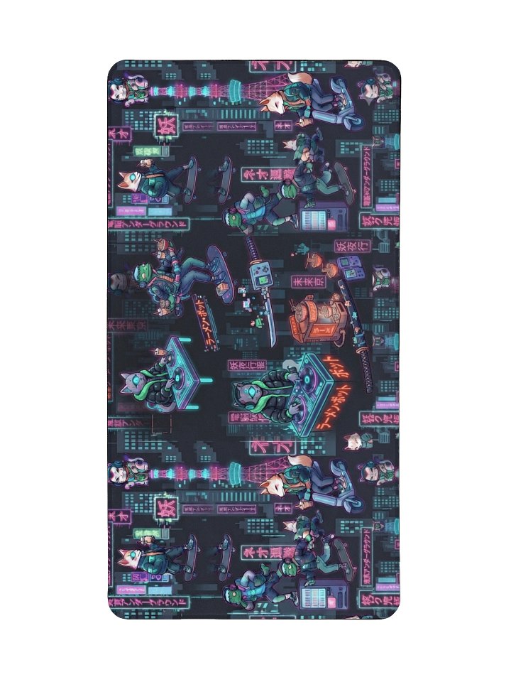 Urban Yōkai Neon Cyberpunk Desk Mat - 15.5" x 31.5" Large Gaming Pad product image (2)