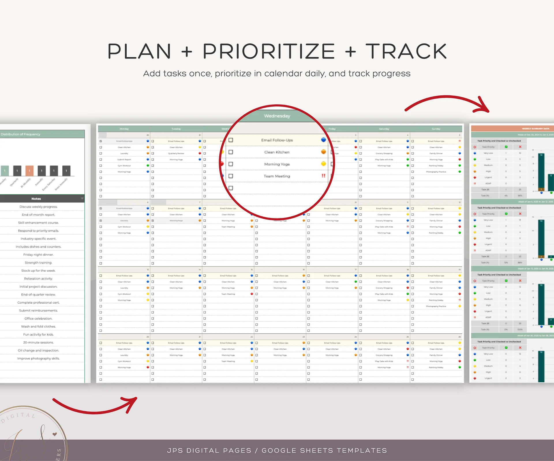 Recurring Task Manager, Google Sheets Template, Dynamic Monthly Calendar product image (8)