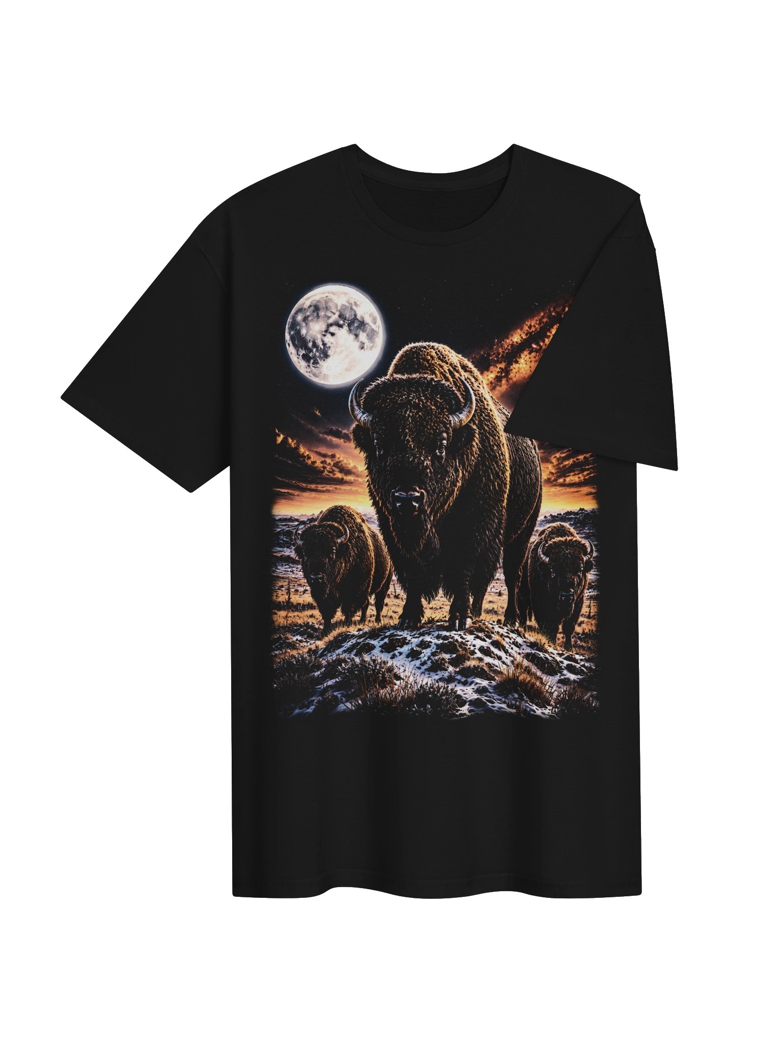 American Bison Howling Moon Tshirt | Legendary Wildlife Shirt product image (3)
