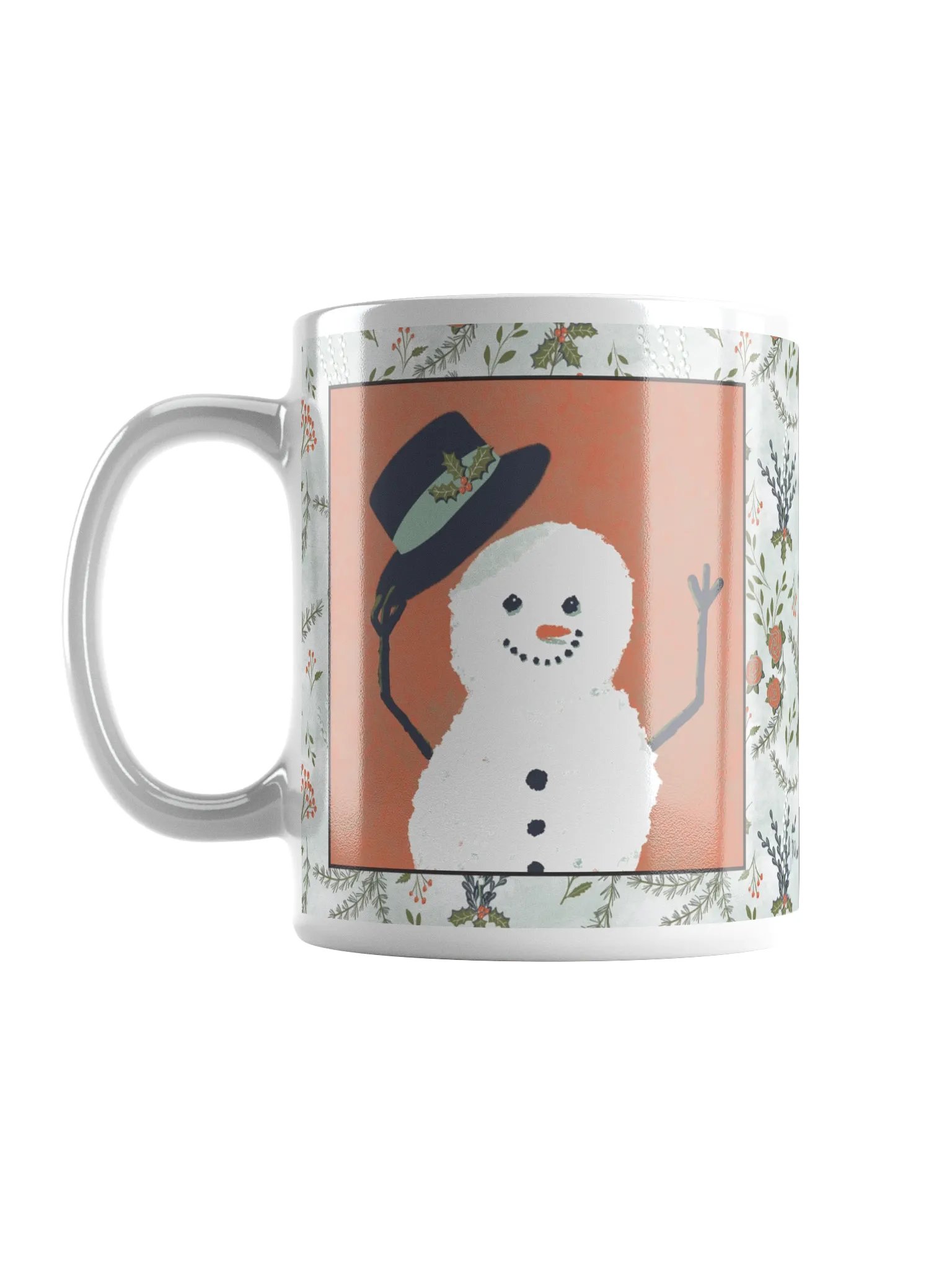 “Snowman Hello” Coffee-Tea-Cocoa Ceramic Mug - White product image (2)