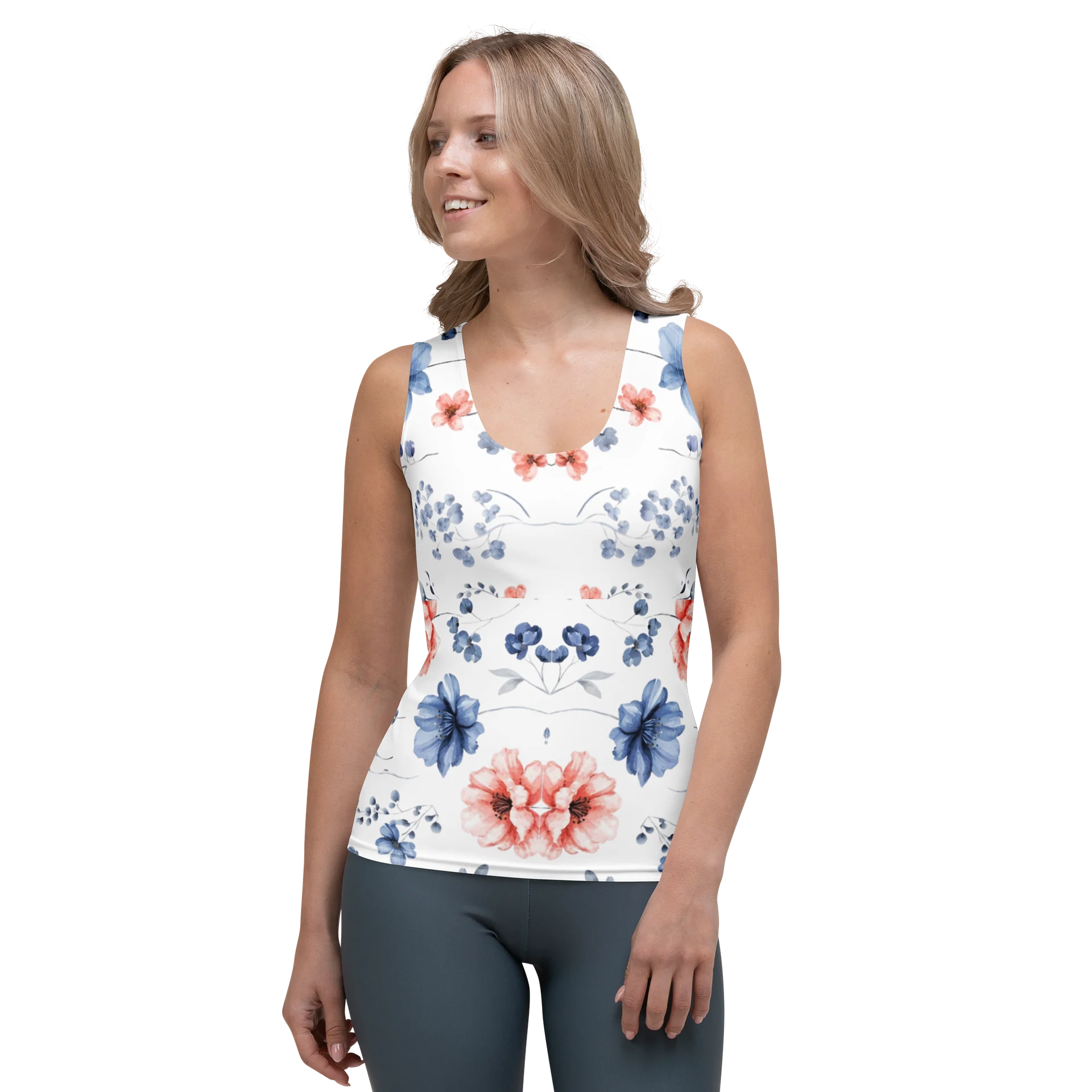 Gentle wildflowers: A watercolor dream in blue & peach Blossom Breeze Women's Tank Top product image (1)