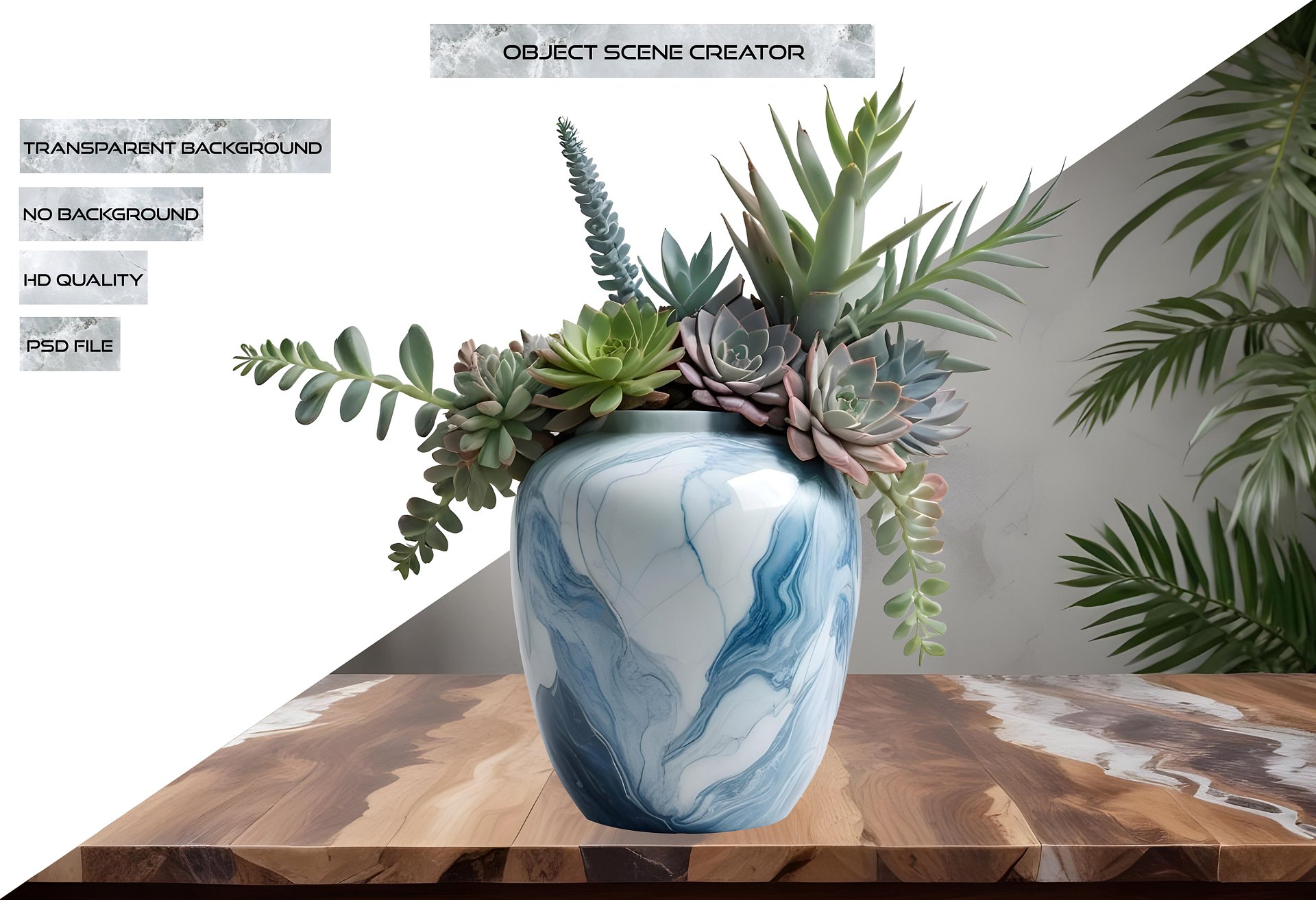 Collection: Marble Eternal – Coastal Succulent Vase PNG product image (2)