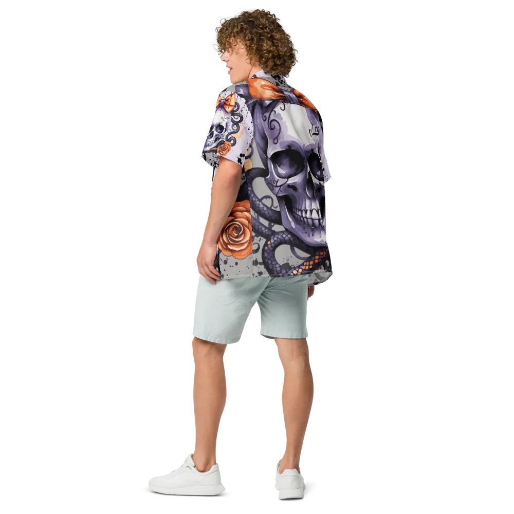 Coquette Style Autumn Skull & Snake Button-Up Shirt product image (11)