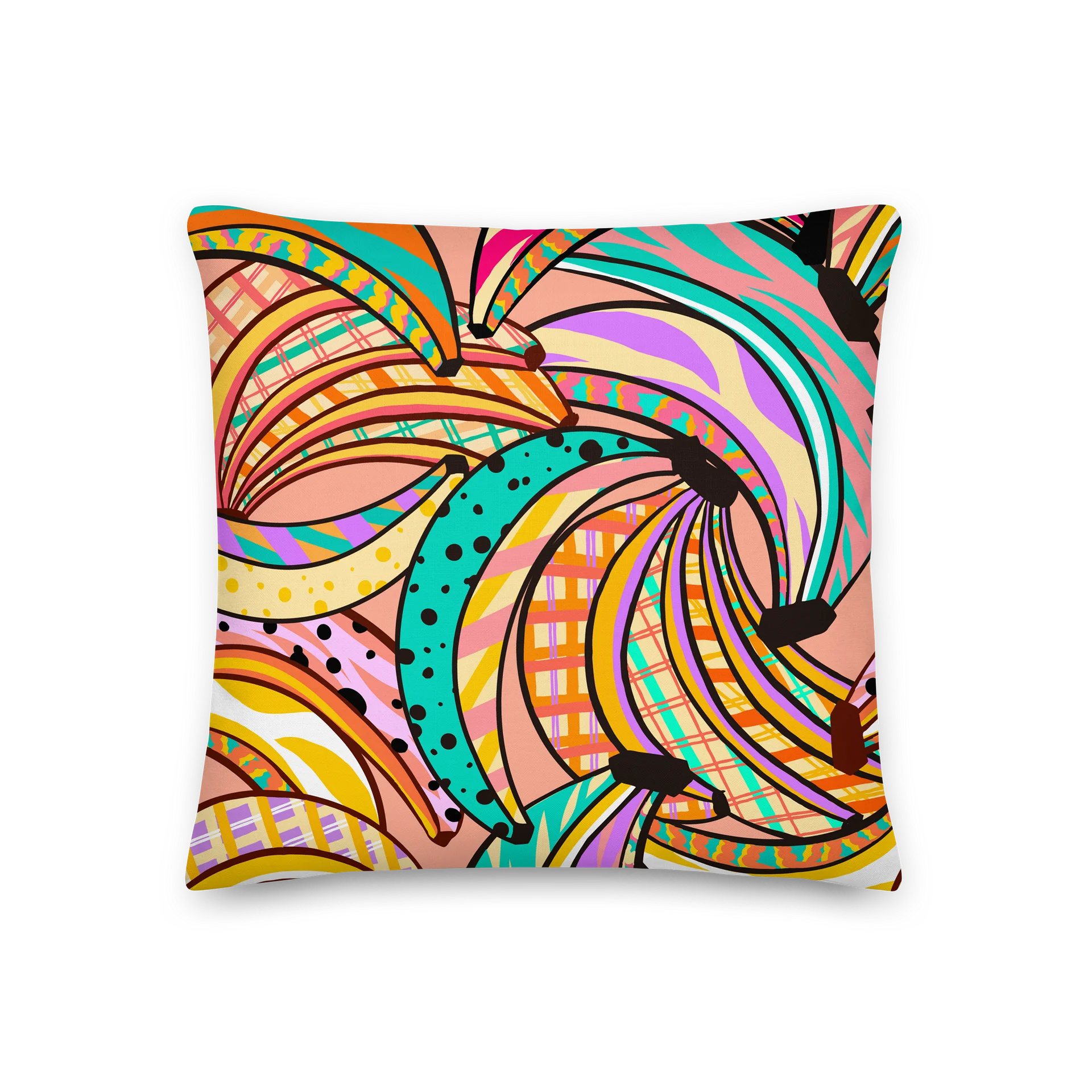 Colorful Tropical Banana Throw Pillow | Modern Abstract Fruit Decor Cushion product image (2)