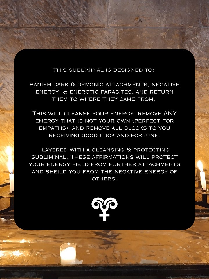 DARK ATTACHMENT REMOVAL Subliminal to Banish Negative Energy, Entities, Parasites. Stop Bad Luck. + 417hz, Take Back Your Energy! product image (2)