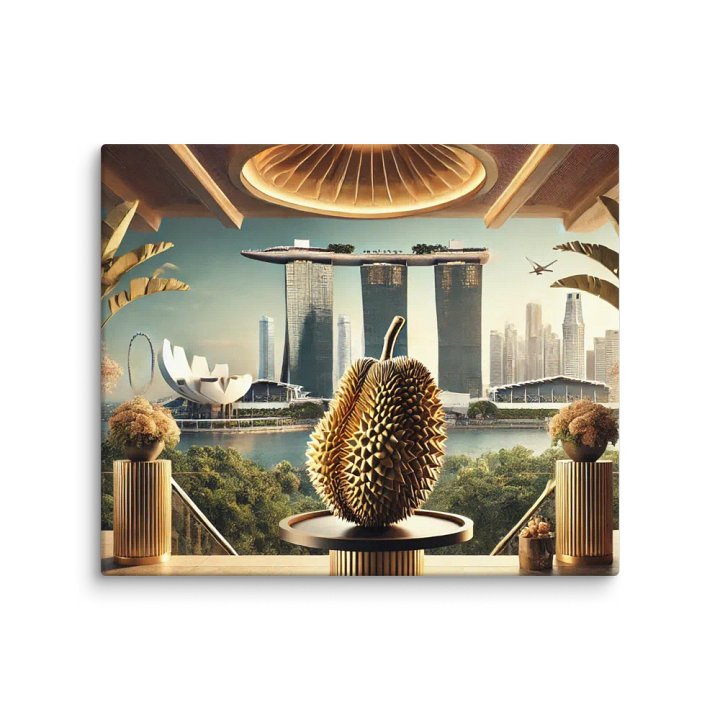 The Golden Durian Overlooking Singapore Bay Canvas – A Fusion of Tradition and Modernity product image (1)