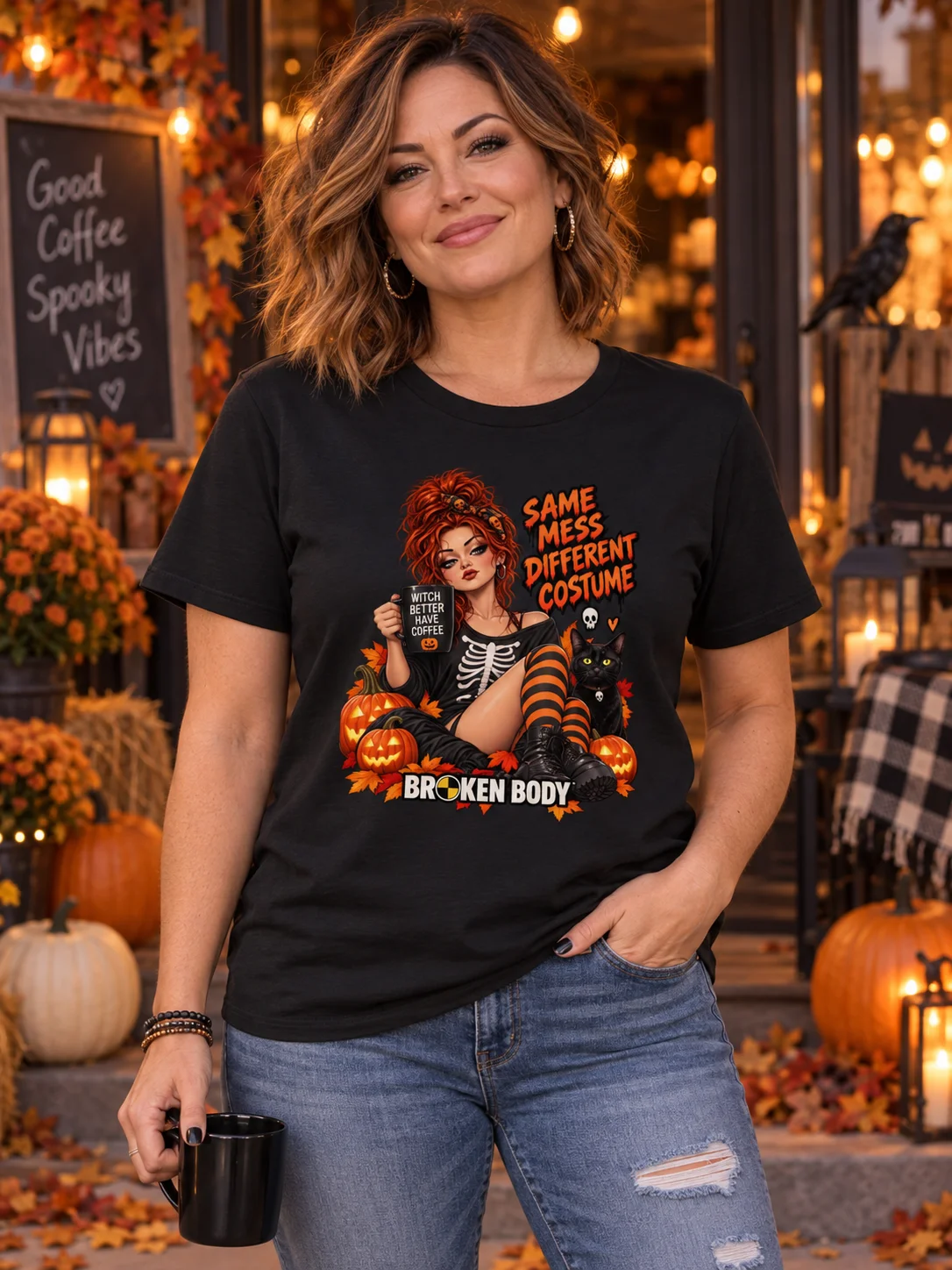 Funny Halloween Coffee Shirt — Same Mess, Different Costume | Holly-Ween™ product image (1)