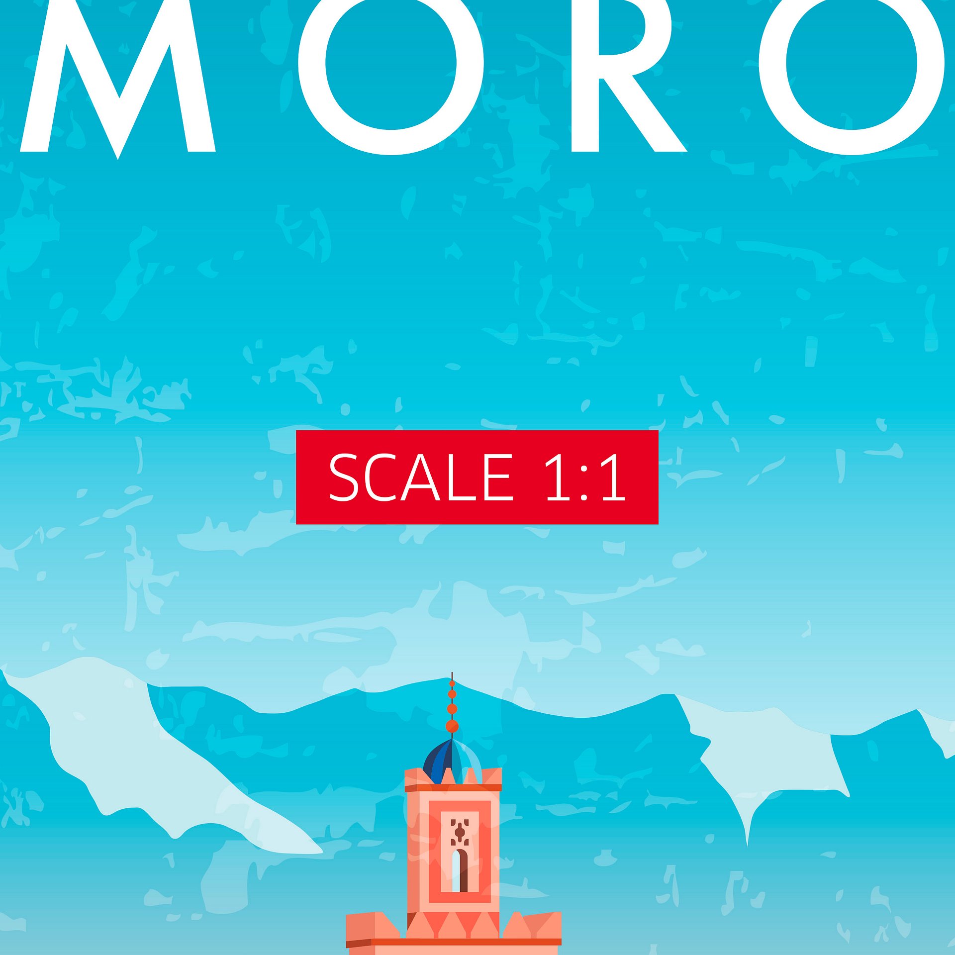 Morocco, Marrakesh — Retro travel minimalist poster, retro travel art, retro travel wall art, vector art product image (4)