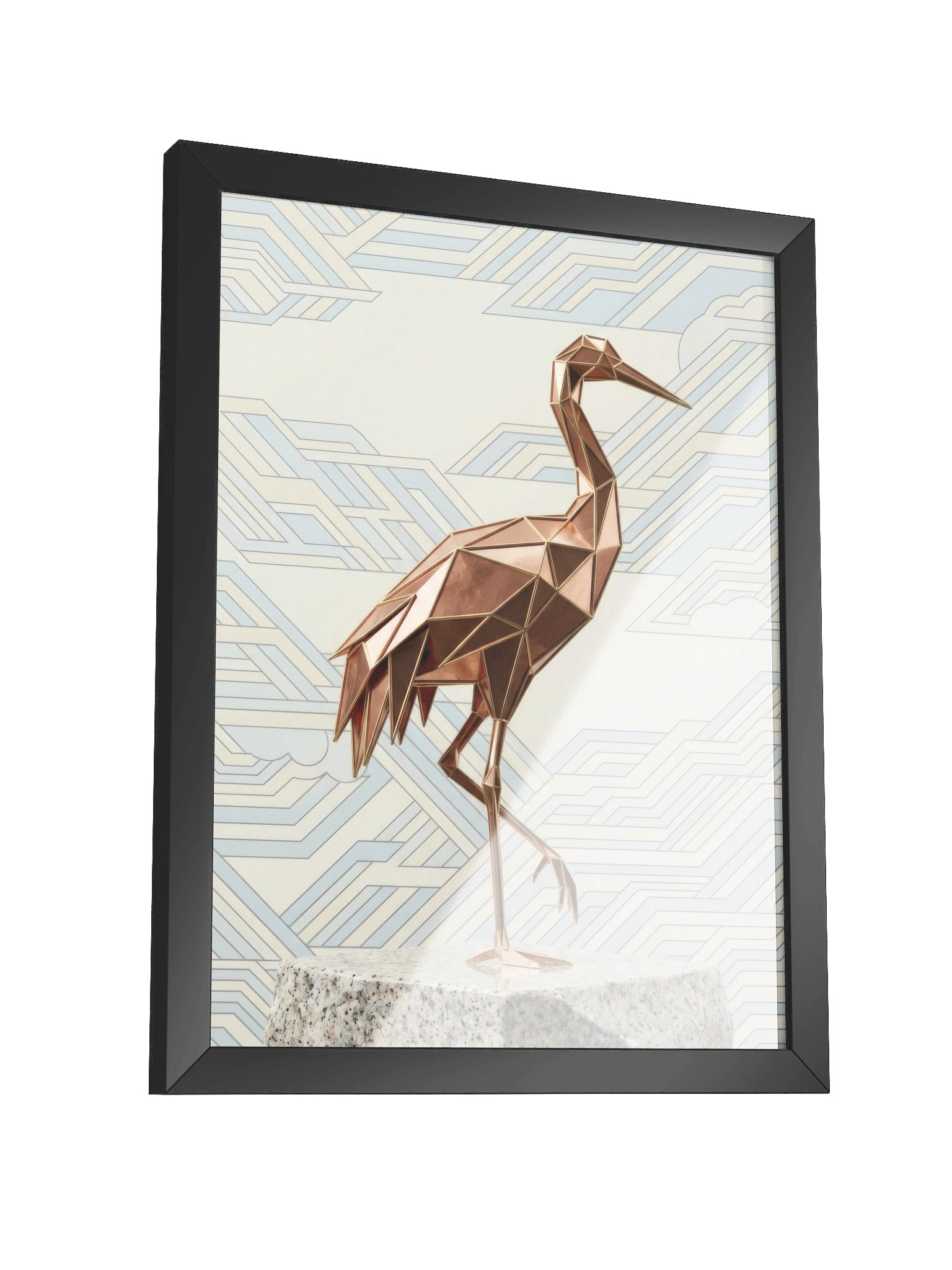 Geometric Metallic Bird Framed Poster - Neo-Deco Wall Art product image (3)