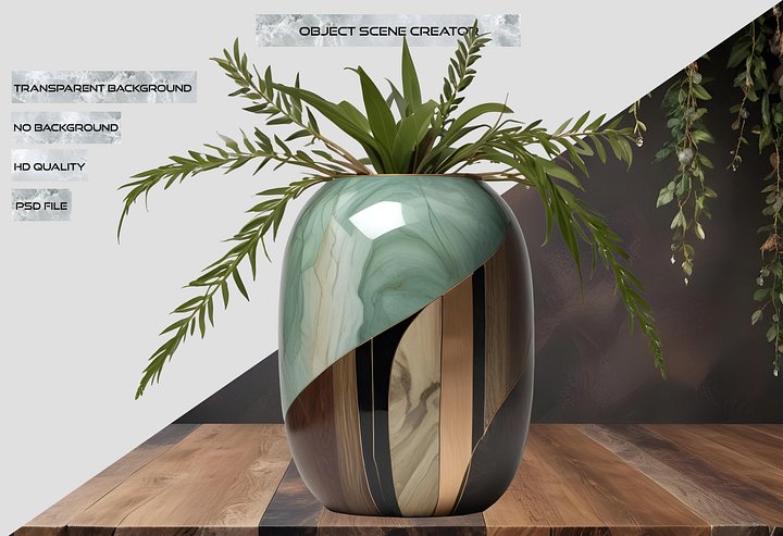 Luxe Botanique – Verdant Harmony Vase PNG product image (2)