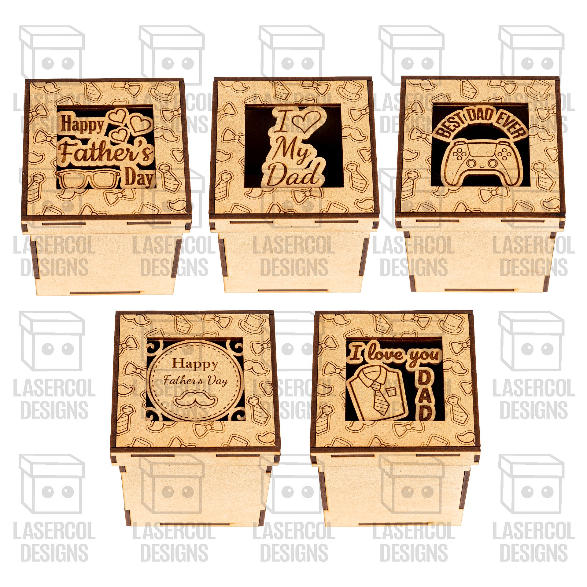 Father's Day Gift Boxes Bundle (10 Styles, Set 1-2) - Laser Cut Files product image (6)