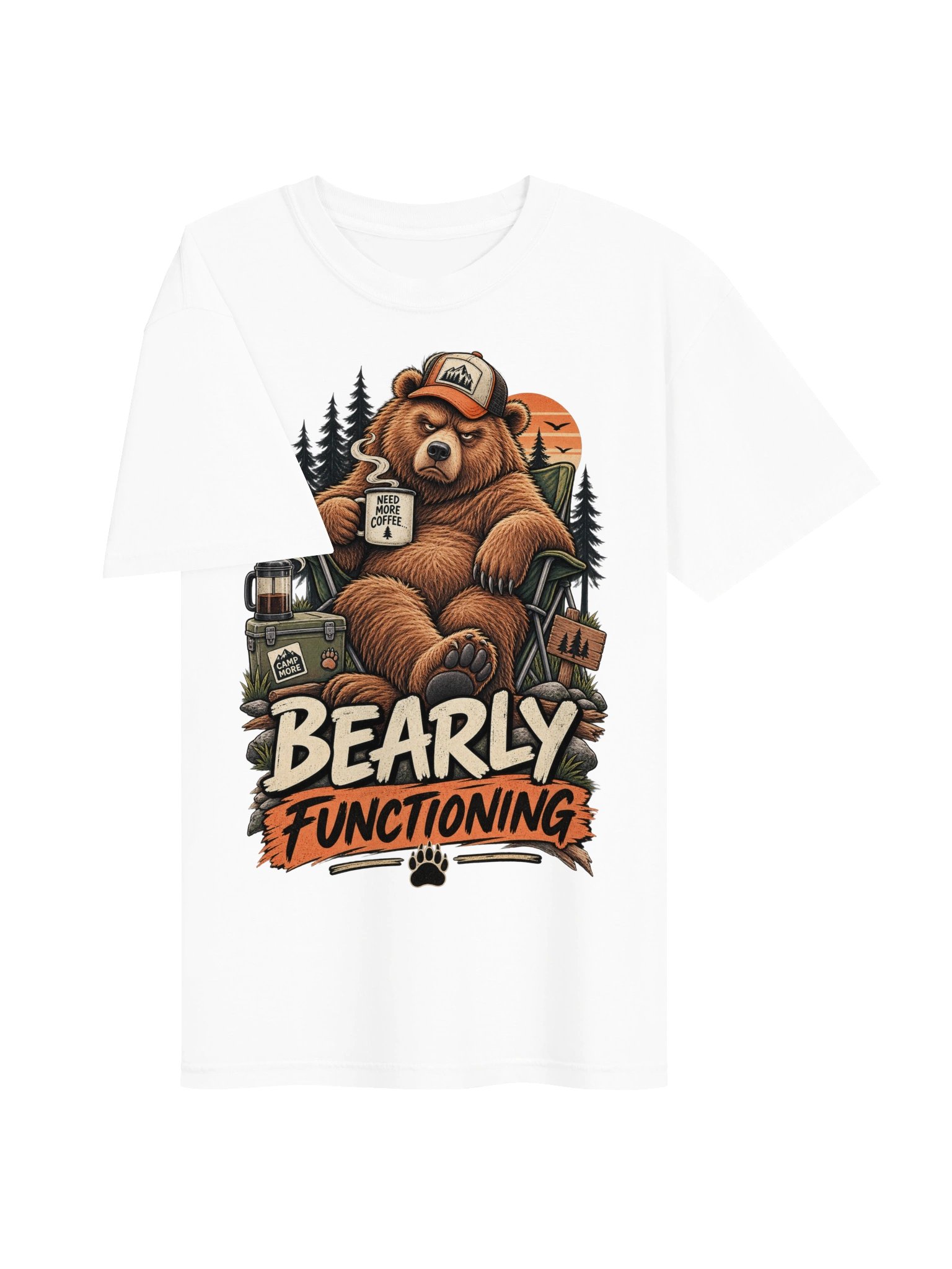 Bear Bearly Functioning - Sarcastic Funny Animal Lover Pun T-Shirt | Cute Sleepy Bear Humor Tee product image (3)