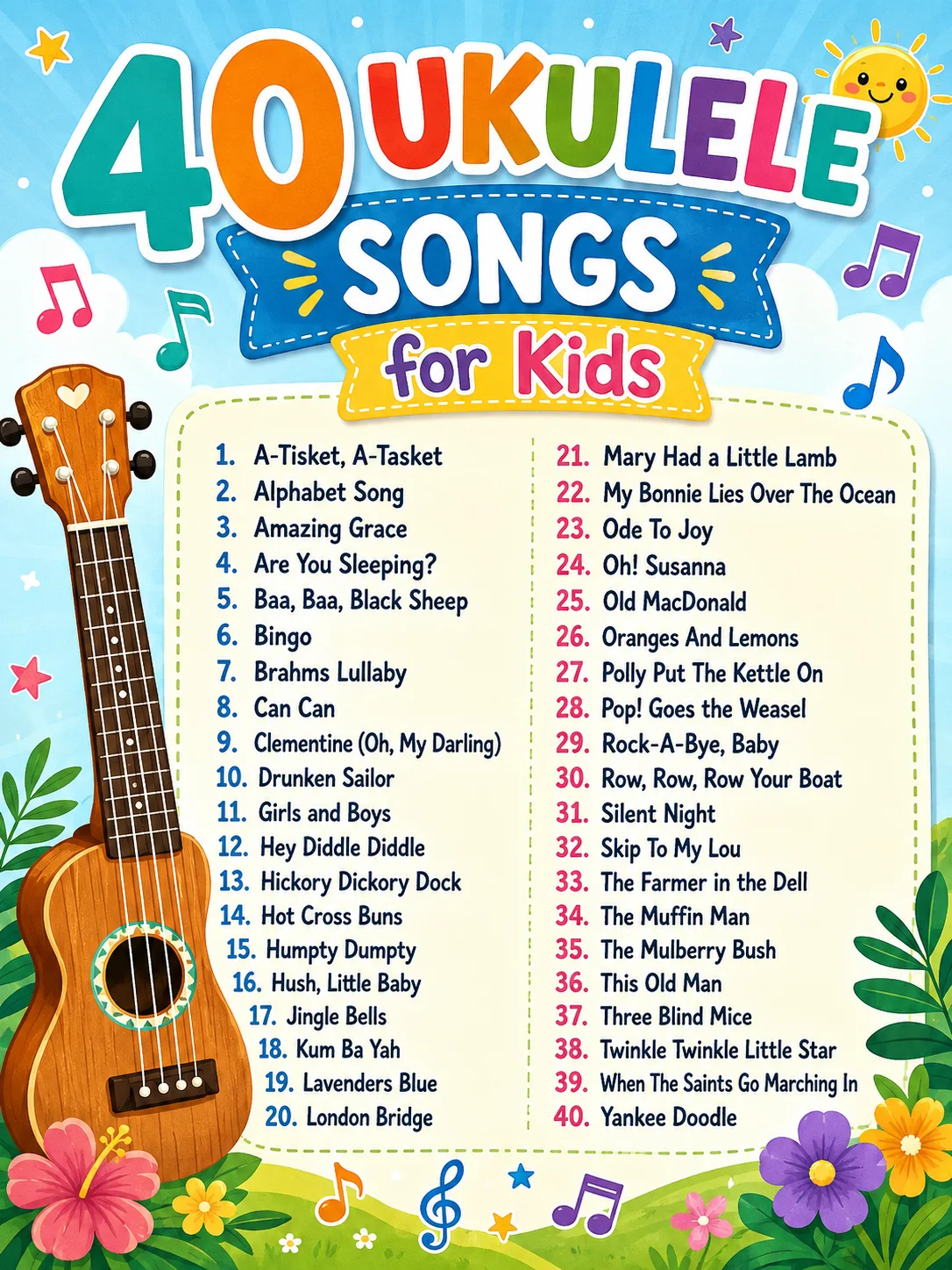 Easy Ukulele Songs for Kids: 40 Songs with Sheet Music, Tabs, Chords, and Lyrics for Beginners product image (3)