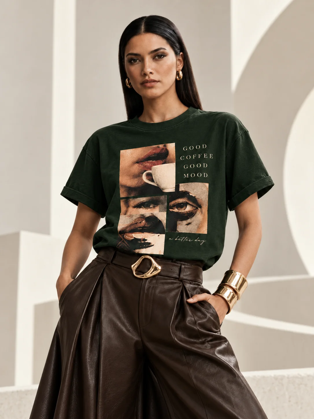 GOOD COFFEE, GOOD MOOD - Vintage Coffee Collage Art T-Shirt product image (1)