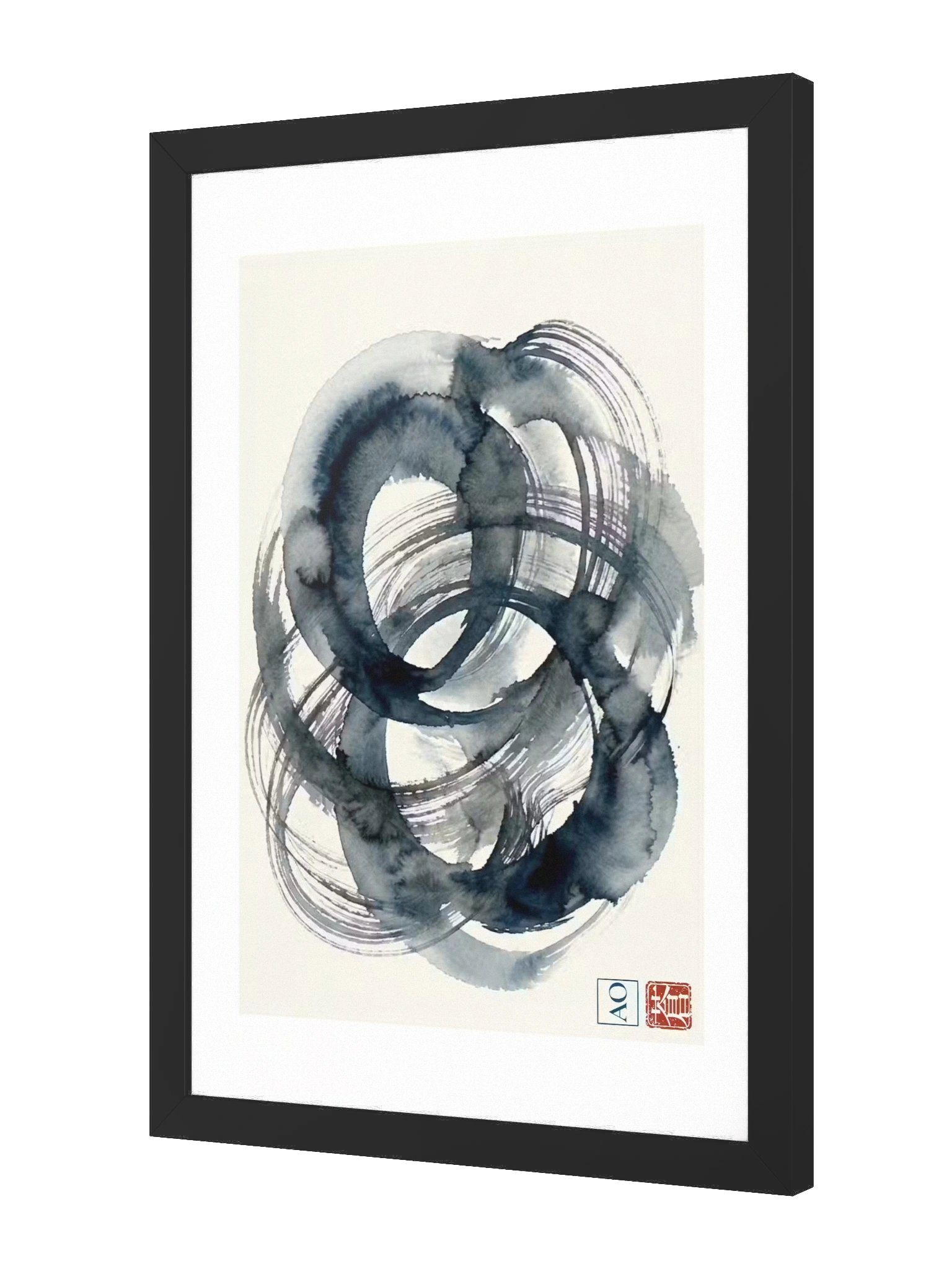 Japanese Indigo Ink Art Print | Eternal Echo No.02 | Framed Wall Art - AO Japan Blue product image (2)