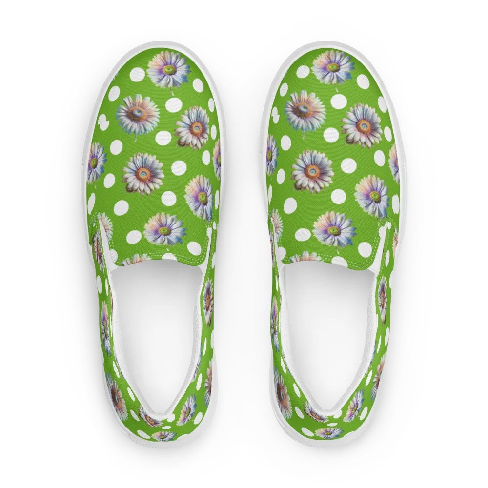 Daisy Dots - Lime Green Slip-on Canvas Shoes product image (4)