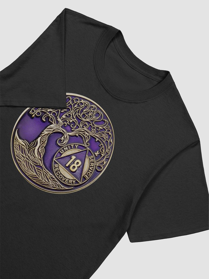 Twisted Tree of Life 18th Year Sobriety Purple Medallion | Recovery T-Shirt Inspiring Sobriety product image (2)