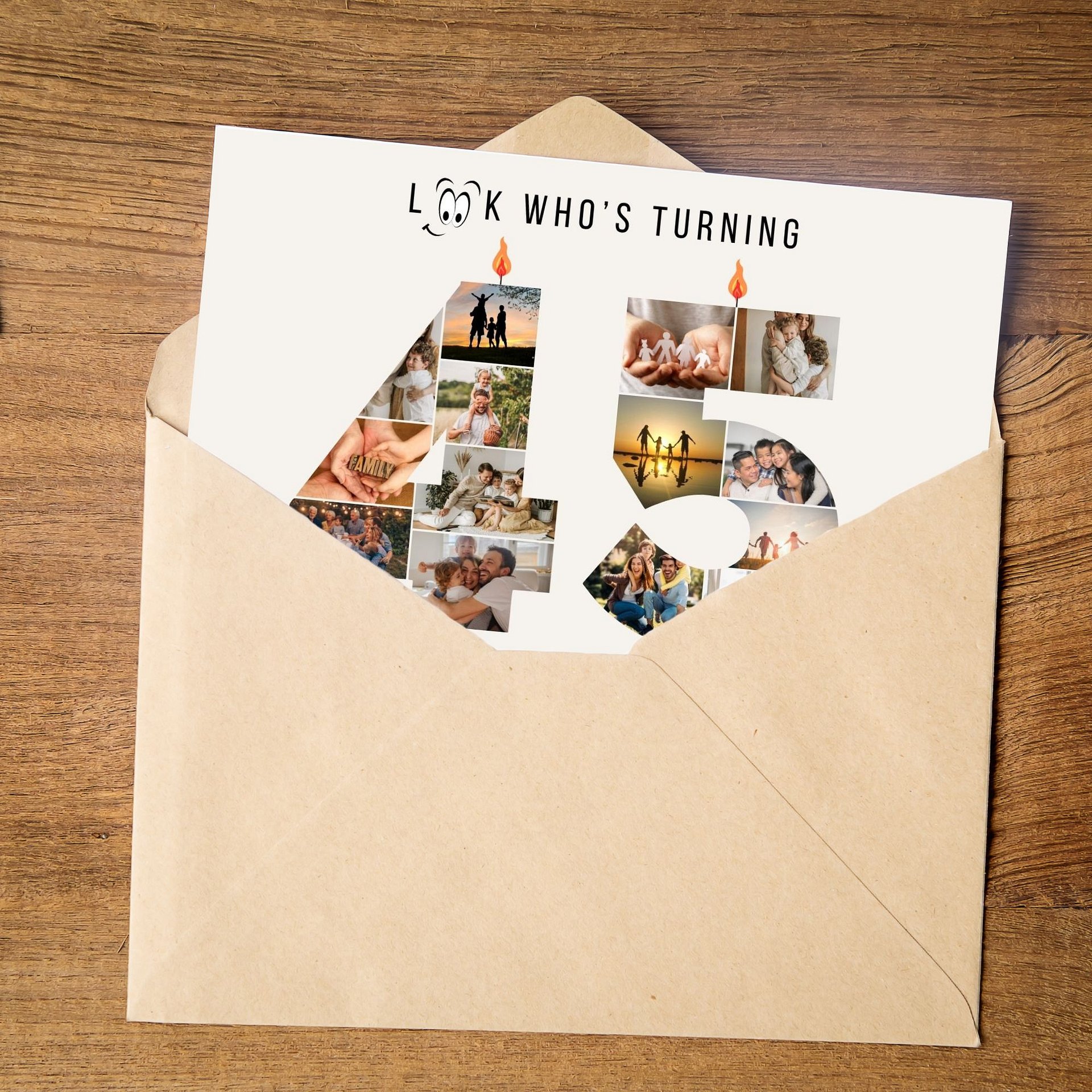 45th Birthday Number Photo Card Canva Template | auseller