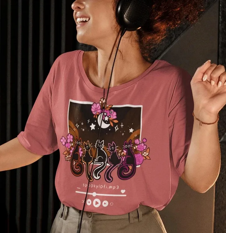 Subtle Lesbian Pride Lofi Cat Tee product image (1)