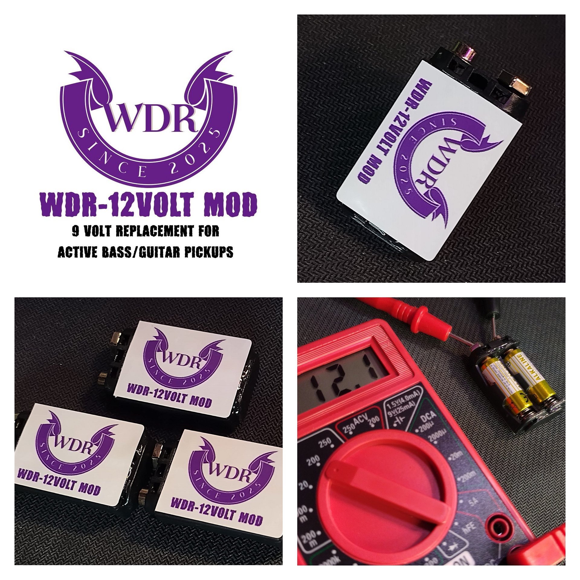 WDR-12Volt-Mod Active Guitar/Bass Booster For EMG & Fluence (Batteries Included) product image (1)