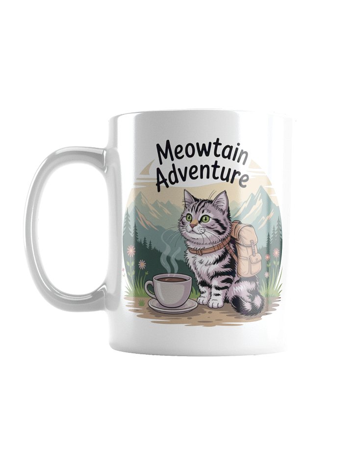 Meowtain Adventure Cat Coffee Mug – Nature Lover’s Cat Design product image (1)