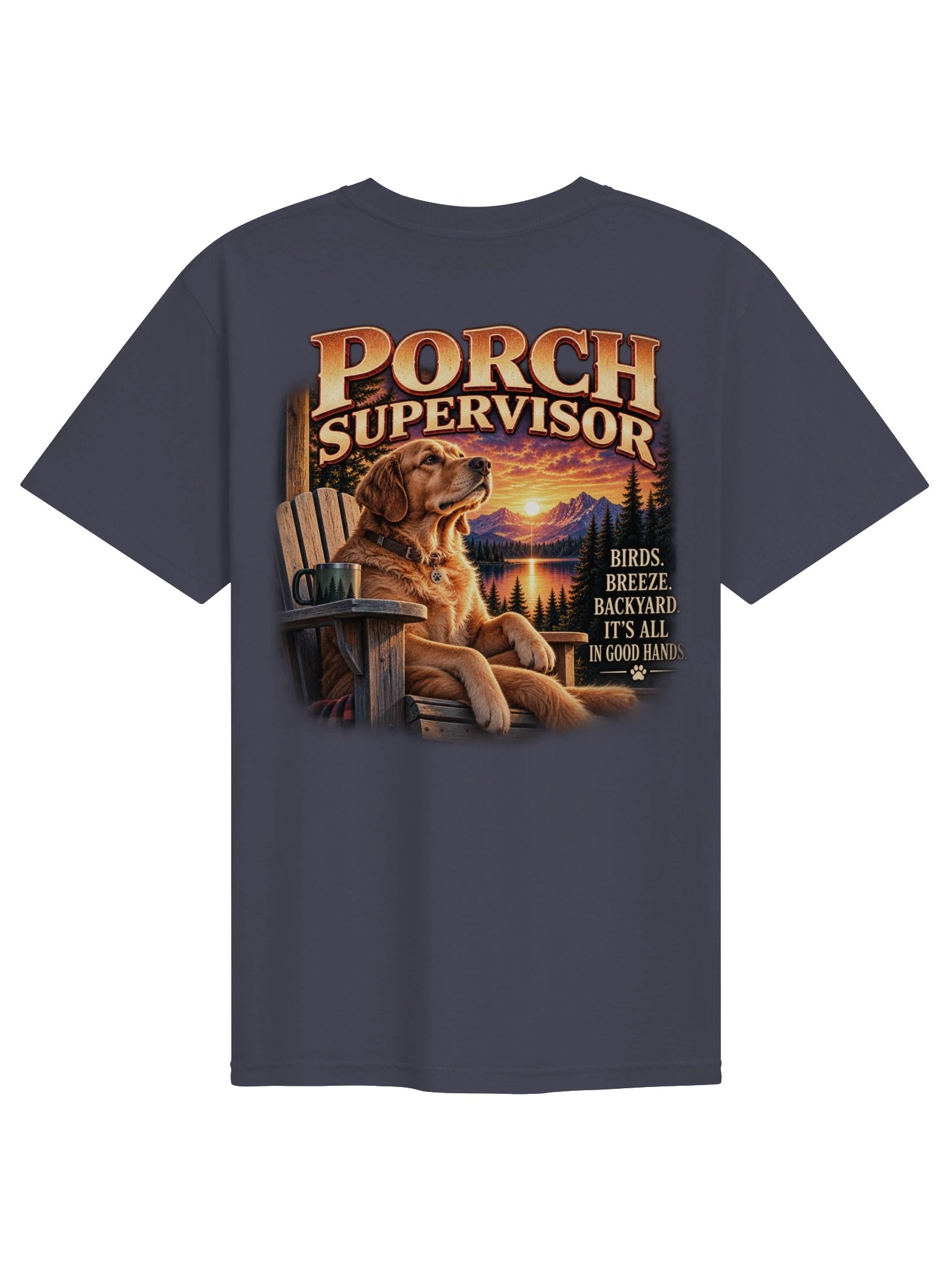 Porch Supervisor Dog Dad T-Shirt – Funny Golden Retriever Dog Lover Tee product image (2)