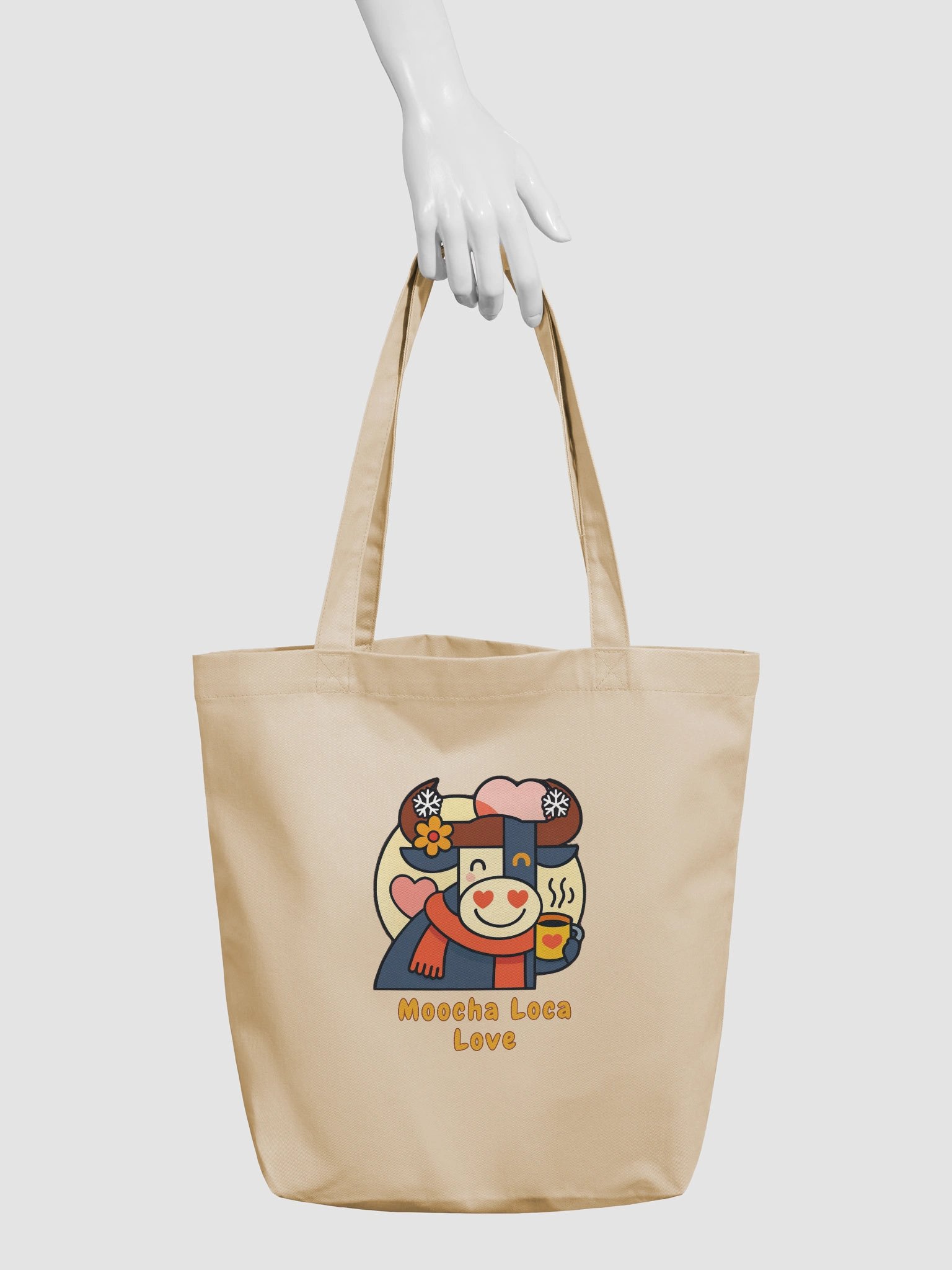 Moocha Loca Love Tote Bag – Cozy Bull with Heart Bag - by M-Art & Design product image (3)