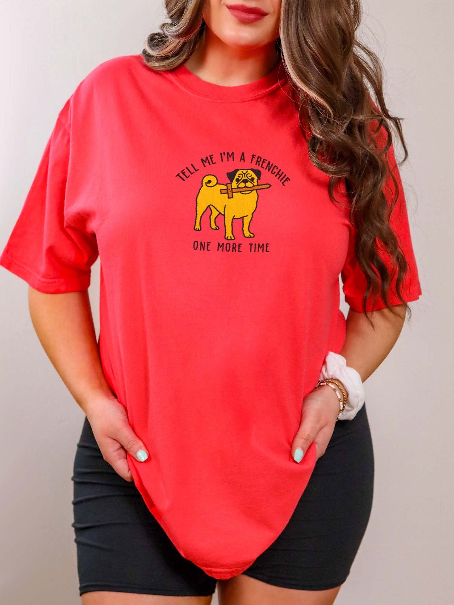 Tell Me I'm a Frenchie T-Shirt(Embroidered) of a Pug(Cream) product image (2)