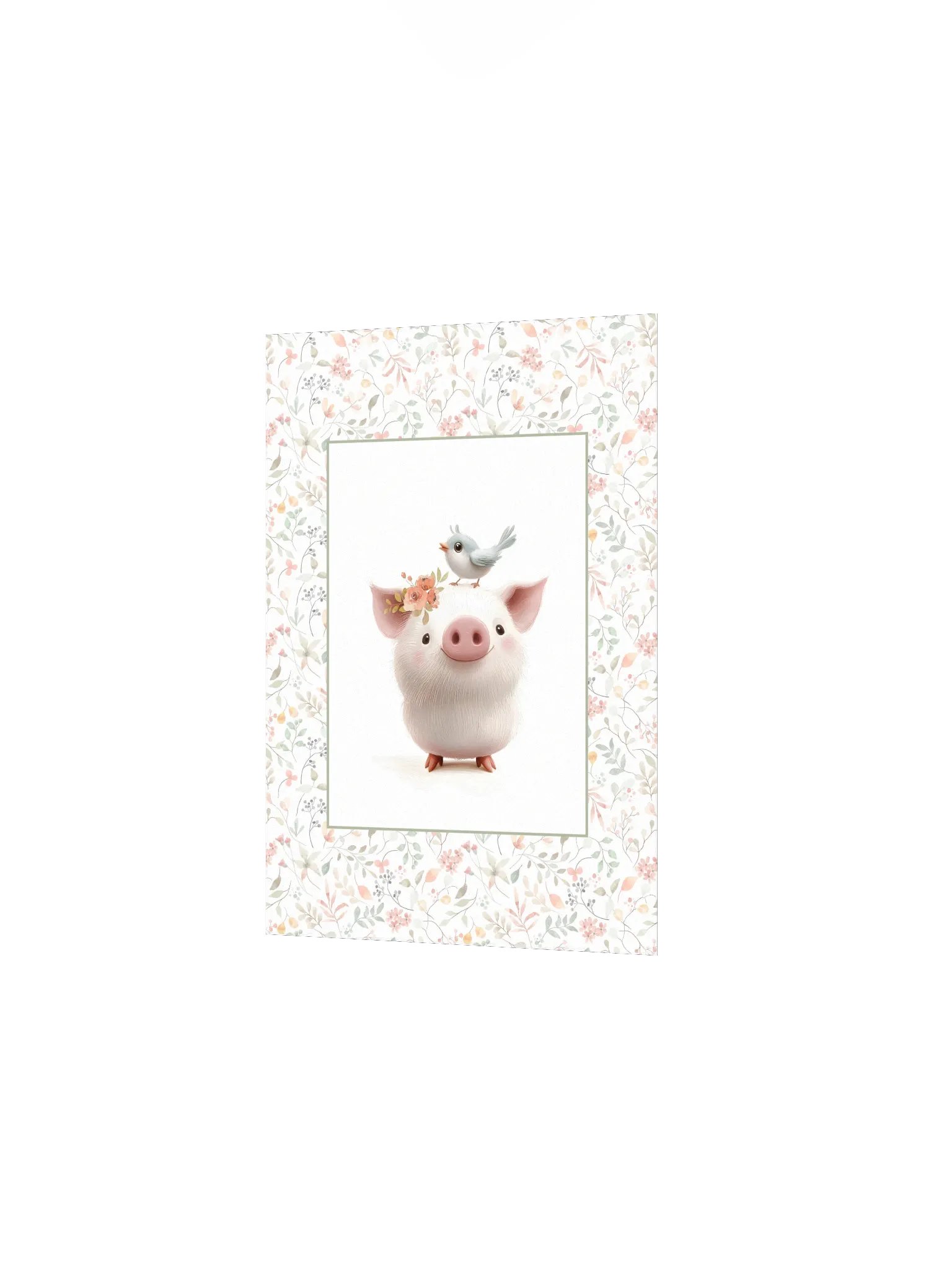 Cute Pig and Watercolor Floral Print product image (3)