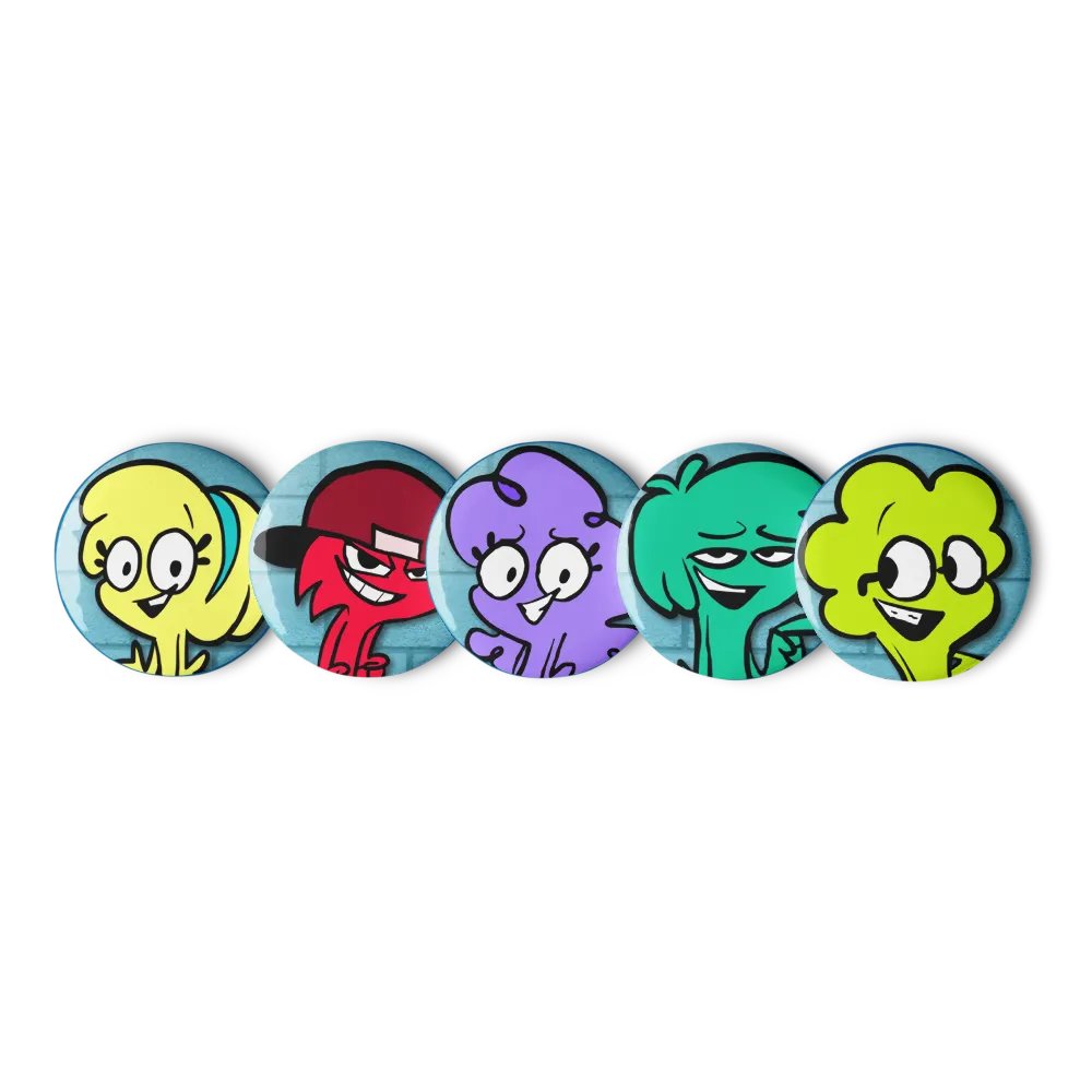 Cartoon Safety Pin Buttons Set 2 product image (2)