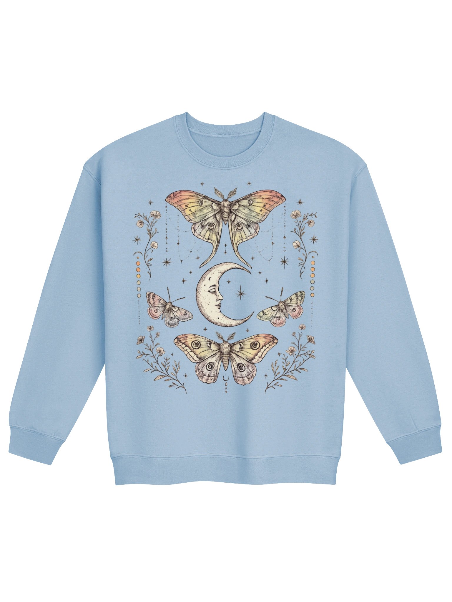 Luna Moth and Crescent Moon Sweatshirt, Mystical Celestial Design product image (3)