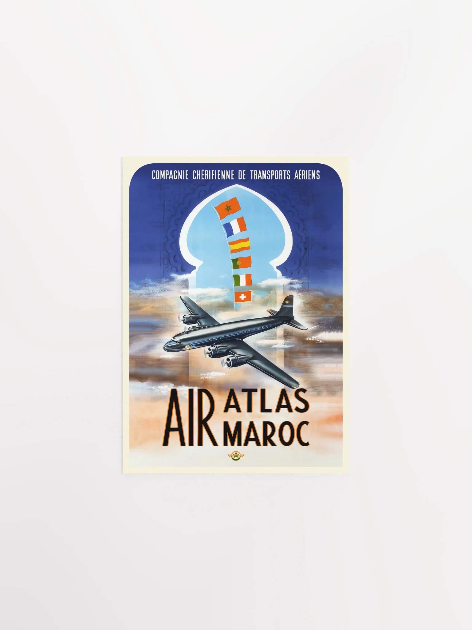 Morocco, Air Atlas/Air Maroc, 1952 — retro travel poster, vintage travel print product image (7)