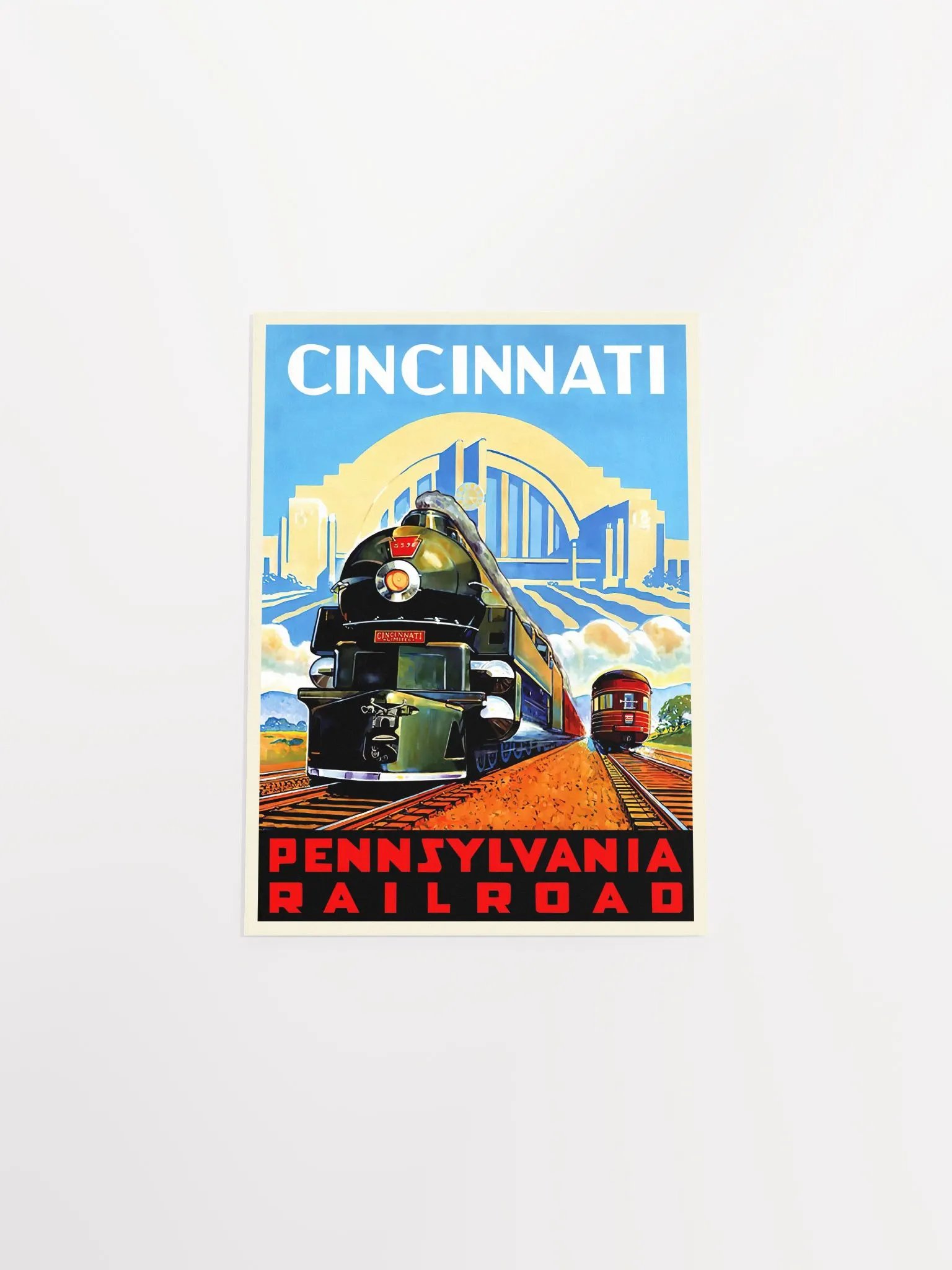 Cincinnati Pennsylvania Railroad, 1950s — retro train poster, vintage train art, train print, retro travel wall art product image (9)