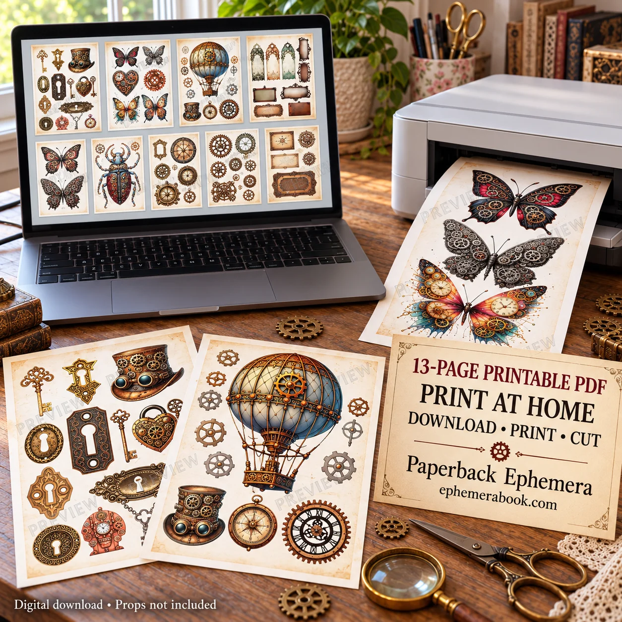 Steampunk Ephemera Printable PDF | 13 Junk Journal Sheets product image (6)