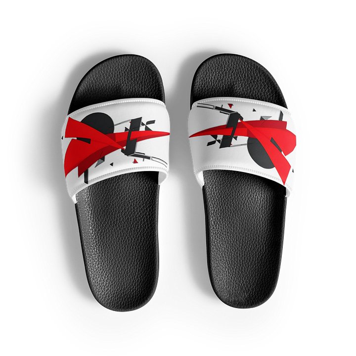 Abstract Red Bolt – White & Black Man Slide Sandals product image (2)