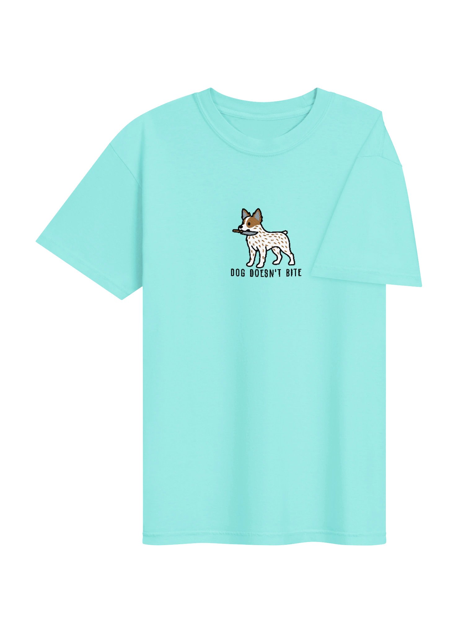 Dog Doesn't Bite Funny Chibi-Style Embroidered T-Shirt for Australian Cattle Dog(Red Heeler, Nub Tail) Owners product image (76)