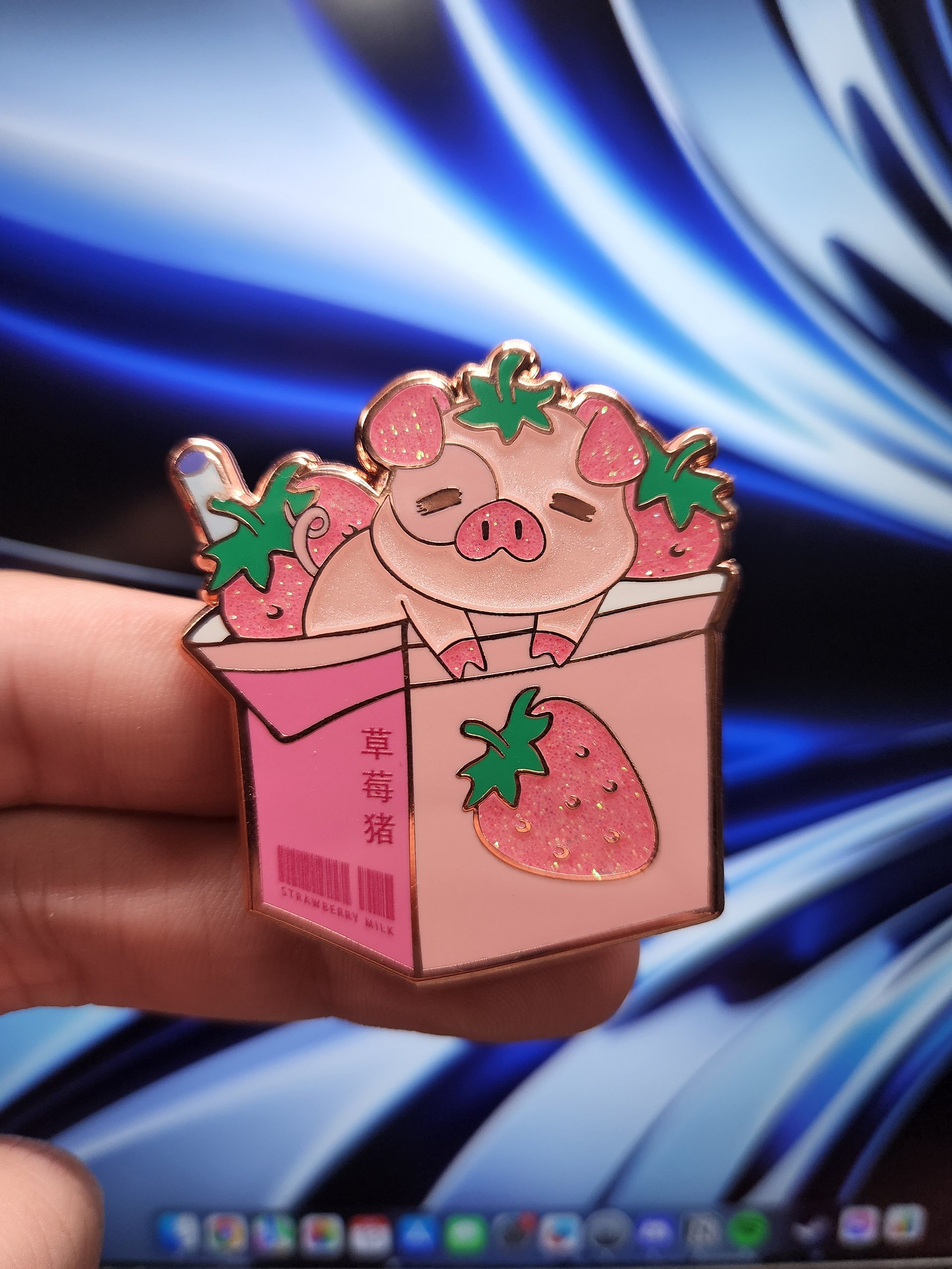 Enamel Pin - Zodiac Drinks - Strawberry Milk Pig product image (1)