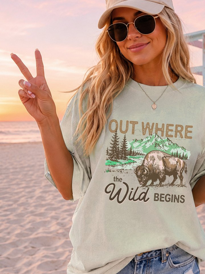 Out Where the Wild Begins Bison Tee product image (2)