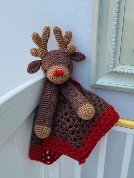 Rudolph Reindeer Crochet Baby Lovey Blanket Pattern PDF Pattern - Crafting Happiness product image (9)