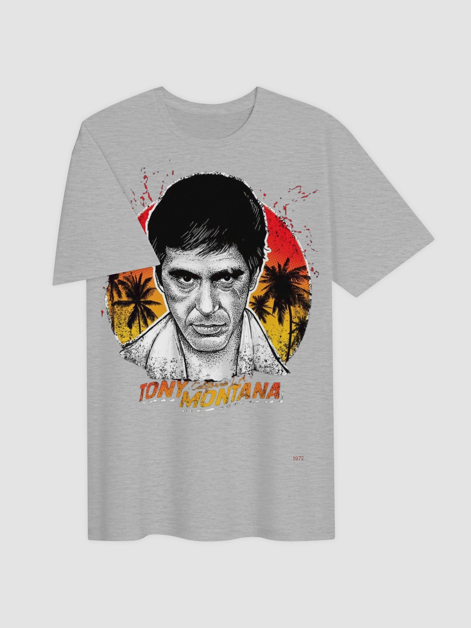 Scarface Tony Montana Graphic Tee | Blood Splatter Ink Portrait | 80s Miami Kingpin product image (2)