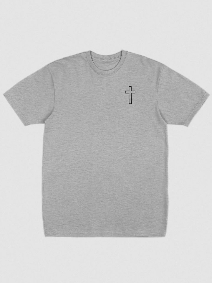 Simple Cross Embroidered Grey Heavyweight T-shirt product image (1)