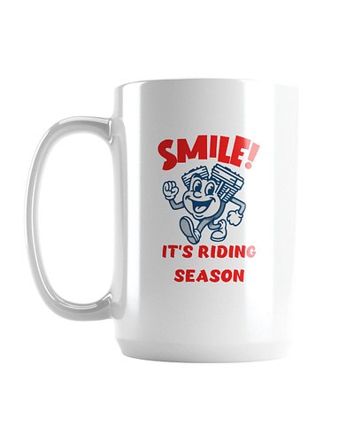 A V-twin with a grin. ☕

Meet the Throttle & Iron “Smile!” Mug — Riding Season Edition from our Fun Series: a white ceramic m...