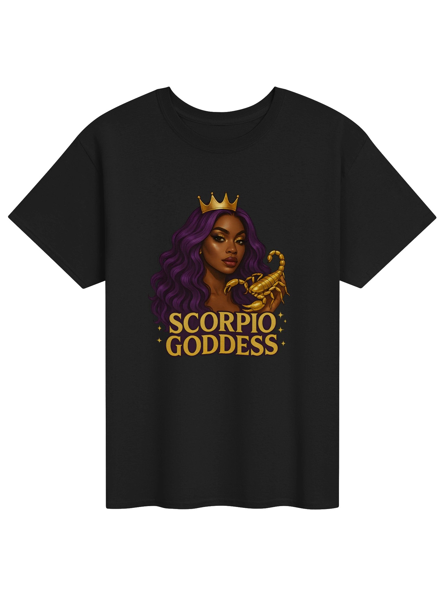 Scorpio Goddess Purple Hair Crown Tee product image (4)