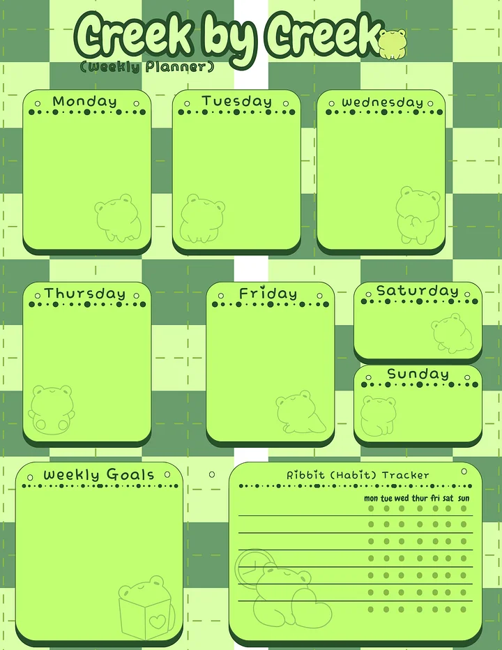 April's Planner Design - Frog Daily, Weekly, and Monthly Planner Sheets (Letter Size) product image (2)