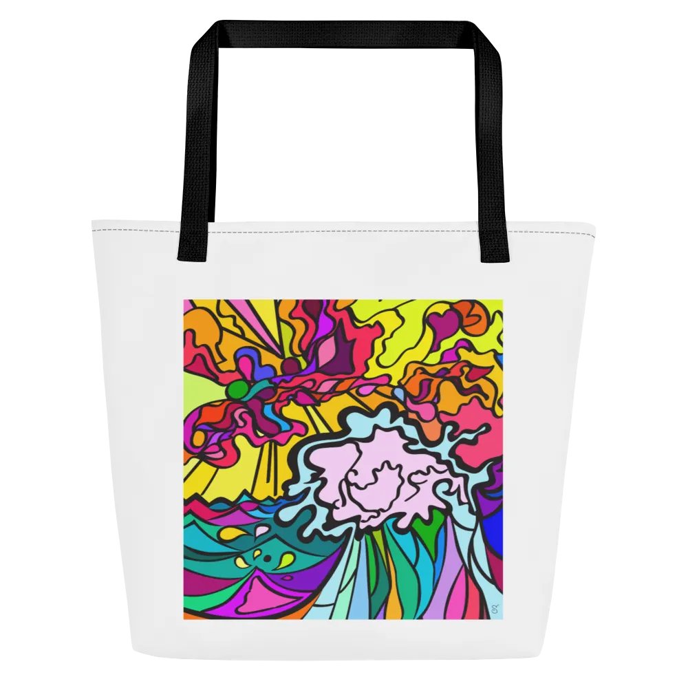 Vibrant Swirls All-Over Tote Bag – Wave at Sunset product image (2)