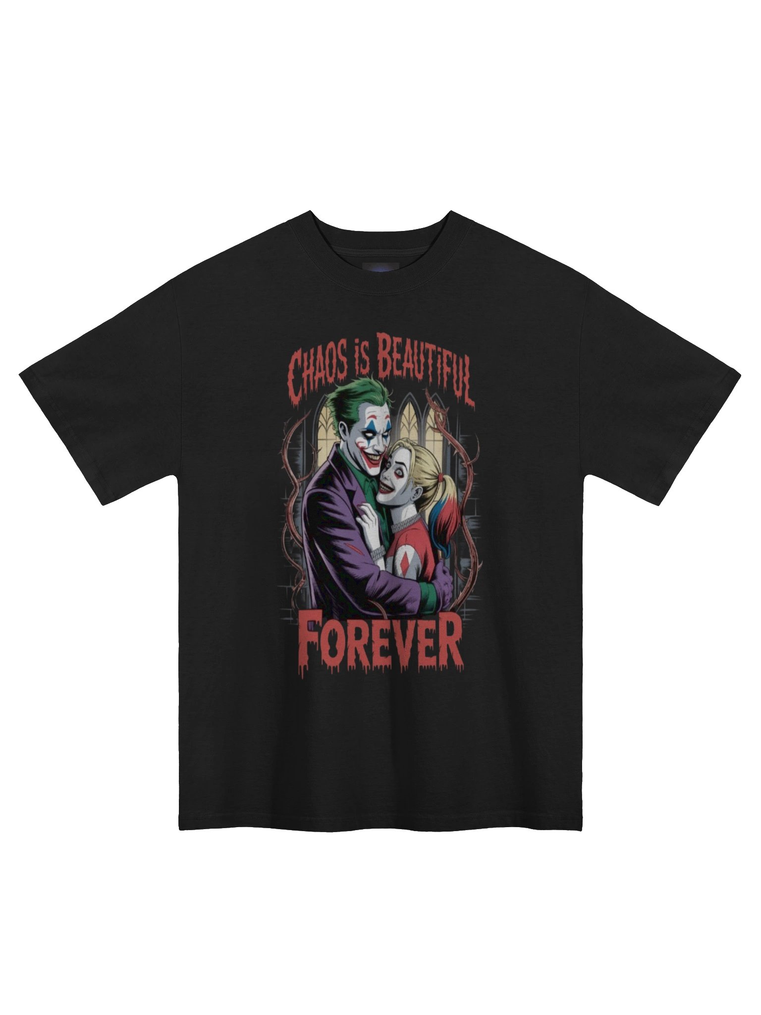 Joker & Harley Quinn 'Chaos is Beautiful Forever' Oversized Faded T-Shirt product image (3)