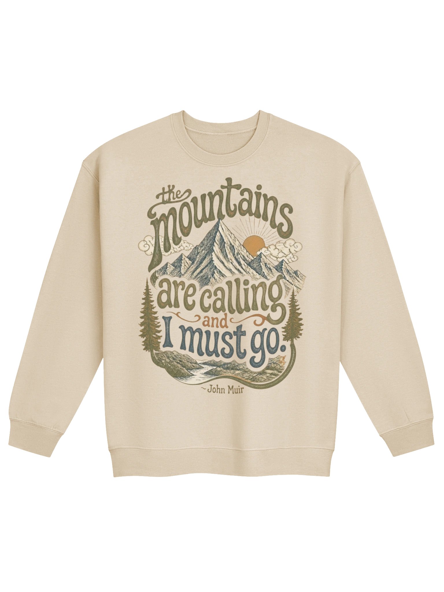 The Mountains Are Calling Crewneck, John Muir Quote Nature Lover Sweatshirt product image (2)
