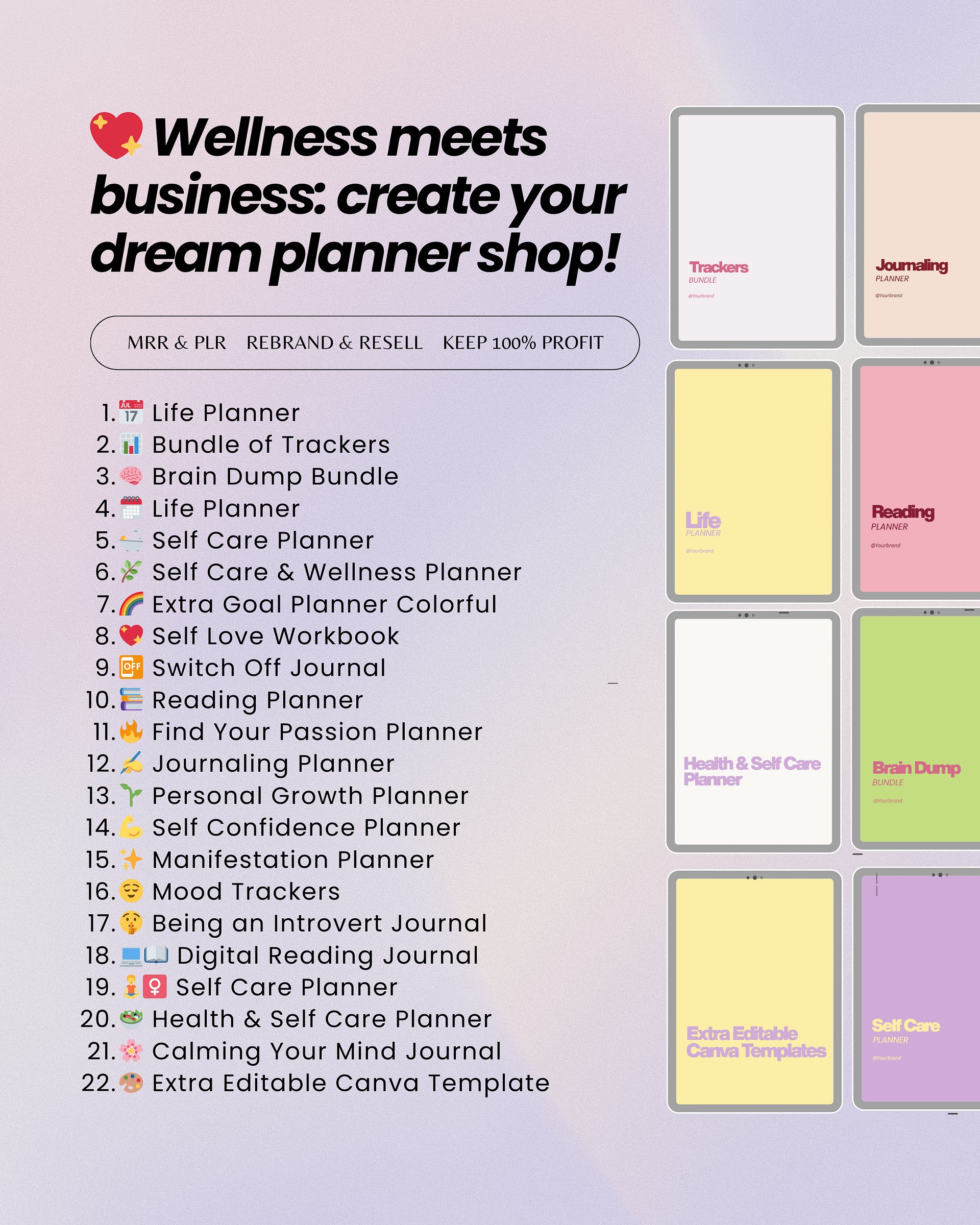 22 Self Care & Wellness Digital Planners Bundle | MRR PLR Bundle product image (4)